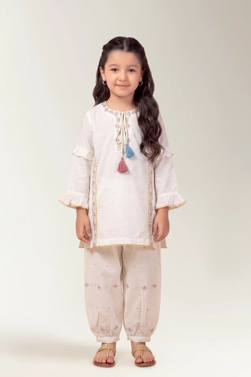 Dyed Embroidered Girls 2PC