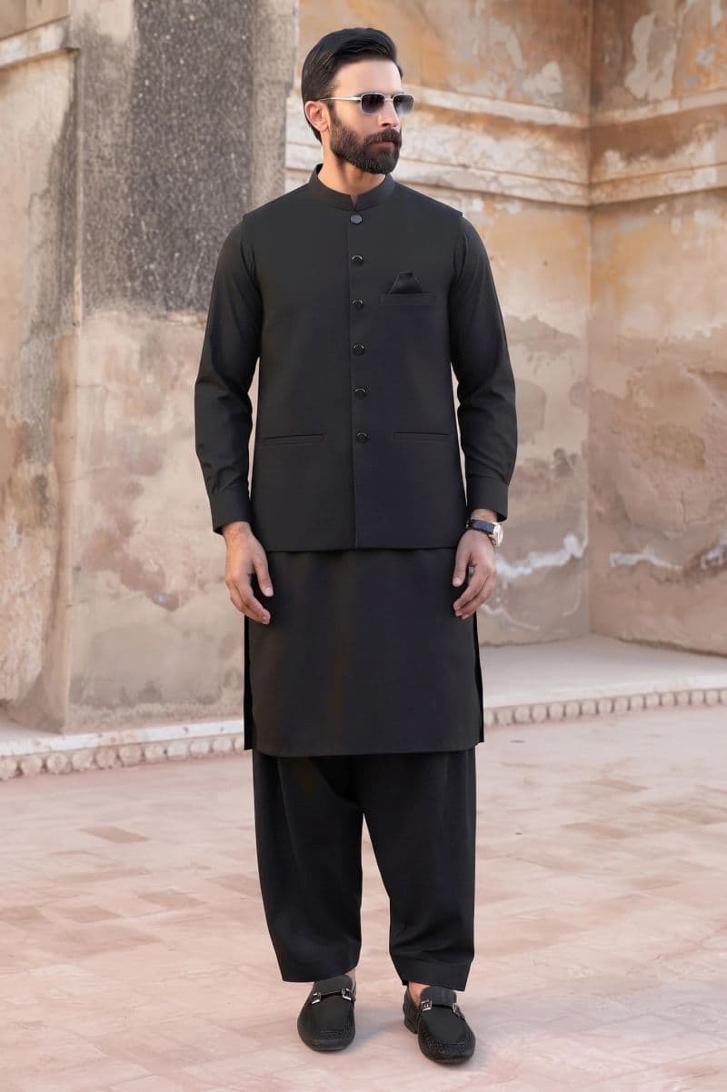 Charcoal Shalwar Kameez with Waistcoat