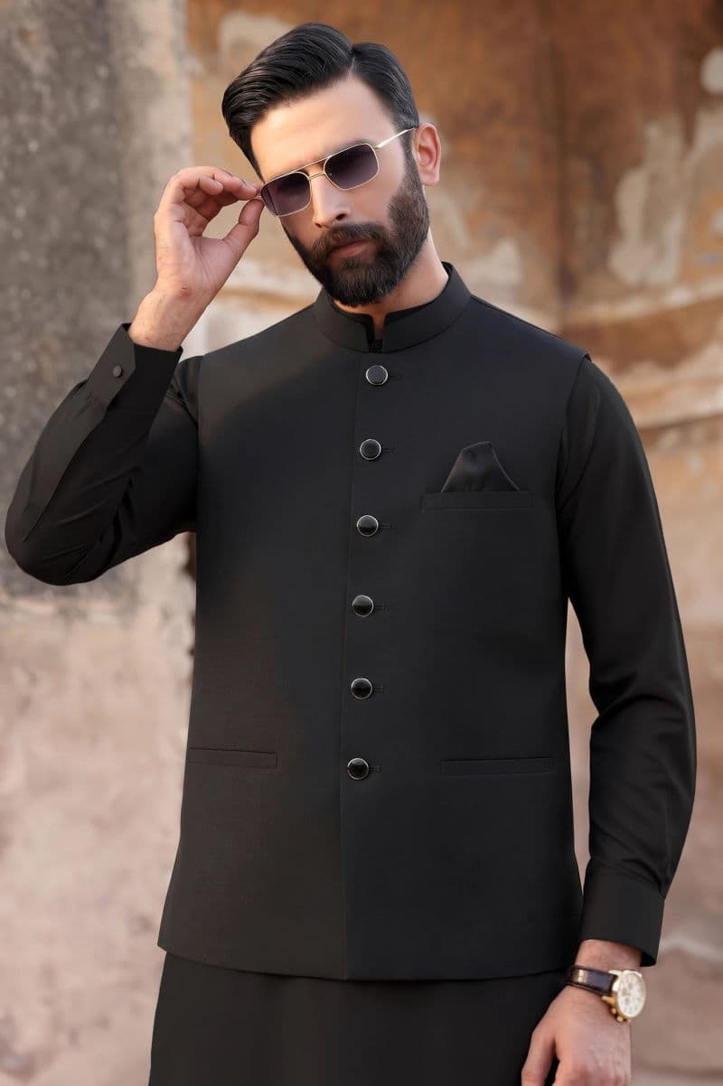 Charcoal Shalwar Kameez with Waistcoat