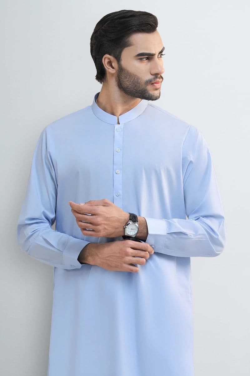 Sky Blue Cotton Shalwar Kameez