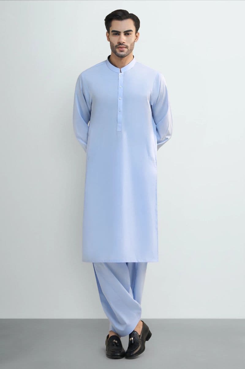 Sky Blue Cotton Shalwar Kameez