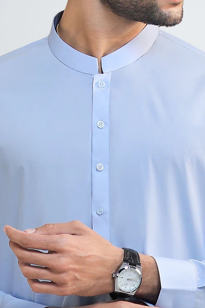 Sky Blue Cotton Shalwar Kameez