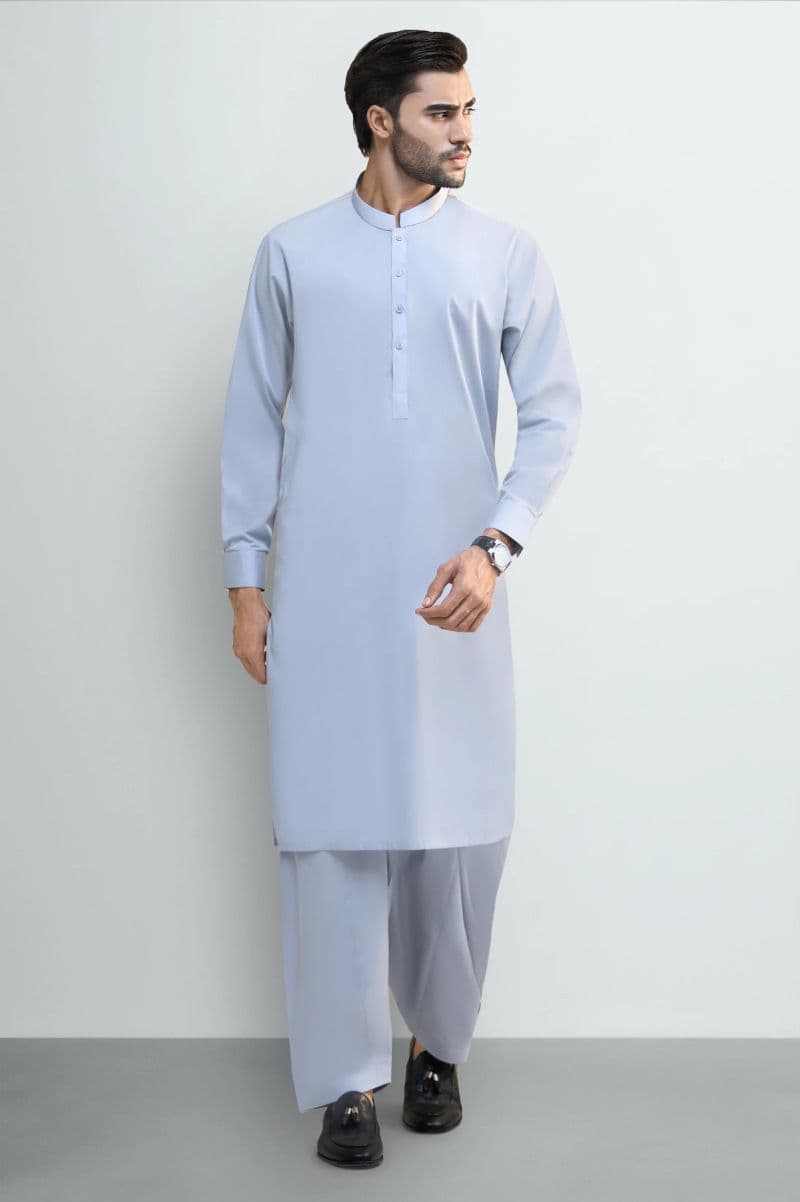 Light Grey Cotton Shalwar Kameez