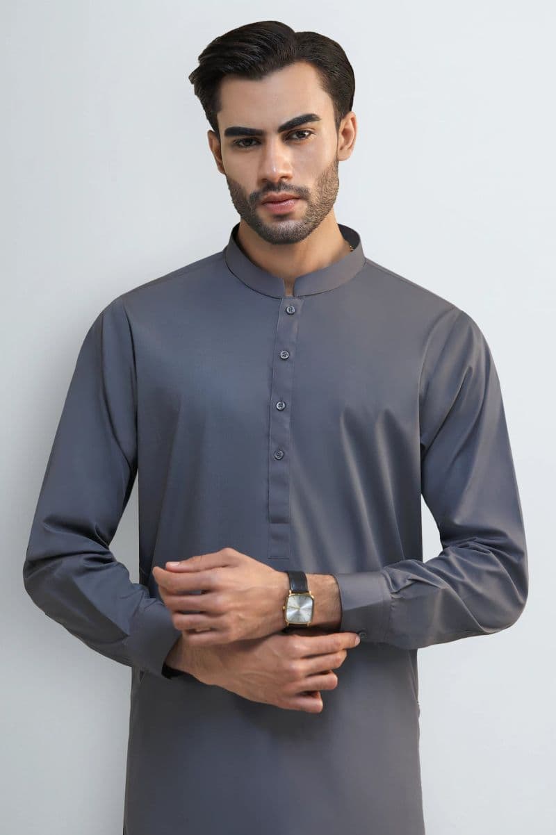 Dark Grey Cotton Shalwar Kameez