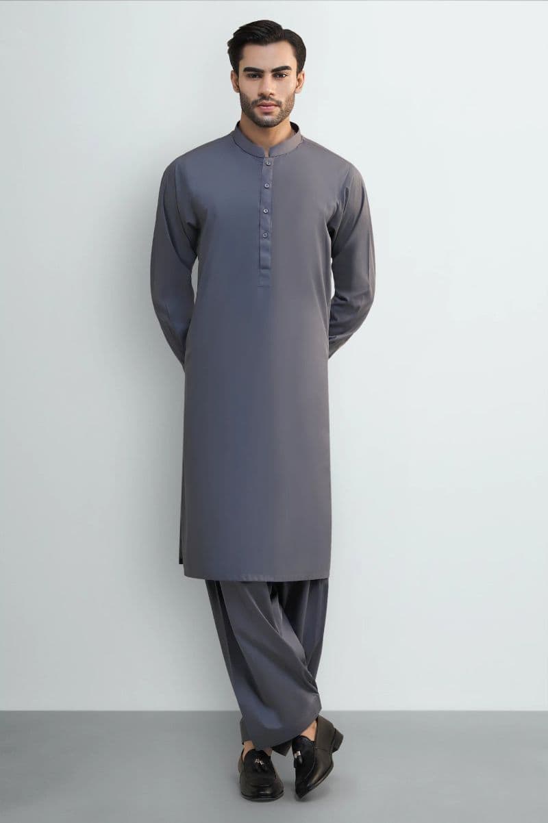 Dark Grey Cotton Shalwar Kameez