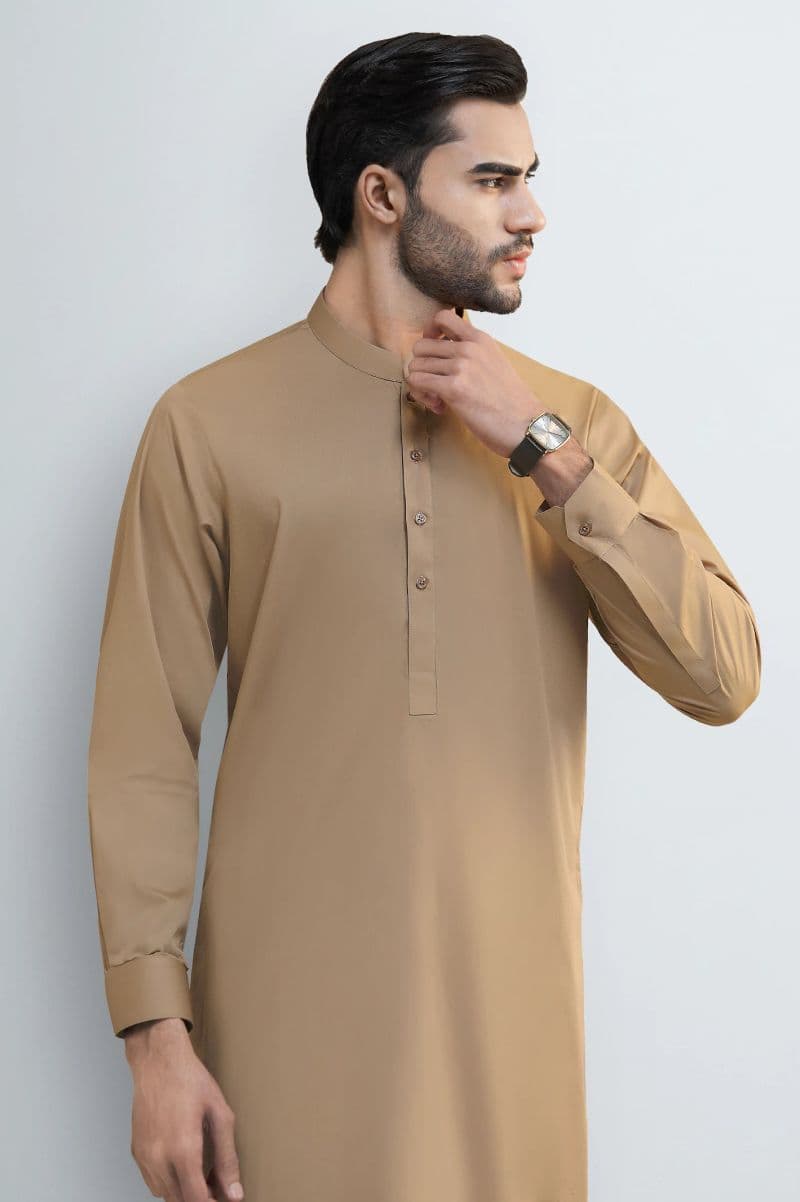 Dark Fawn Cotton Shalwar Kameez