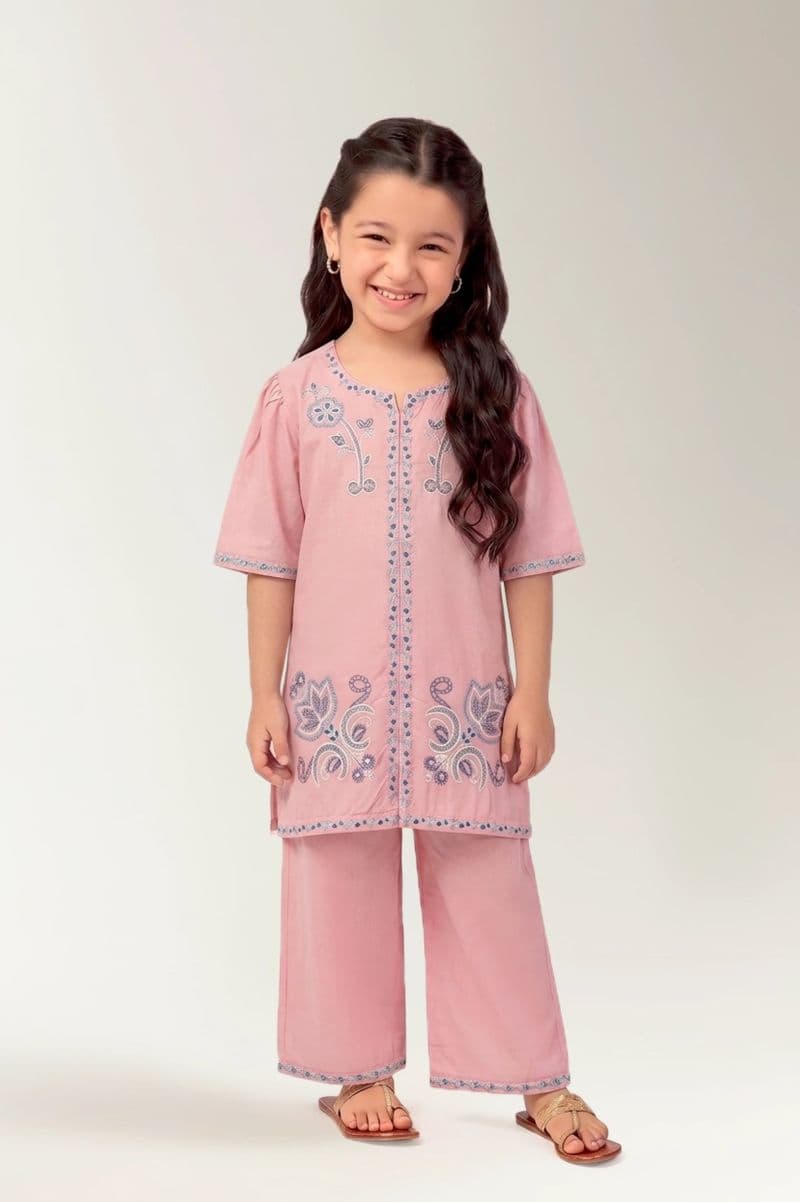 Dyed Embroidered Girls 2PC