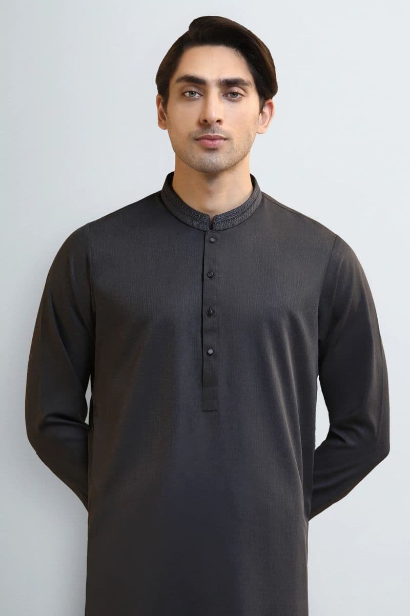 Dark Grey Wash & Wear Shalwar Kameez thumbnail