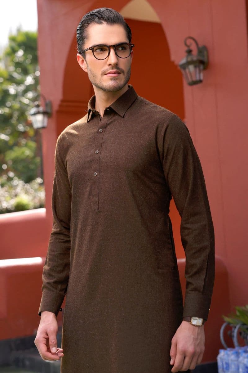 Brown Wash & Wear Shalwar Kameez thumbnail