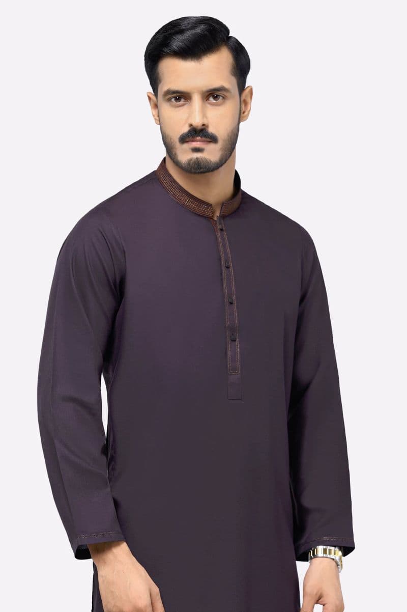 Dark Purple Wash & Wear Kurta Pajama thumbnail