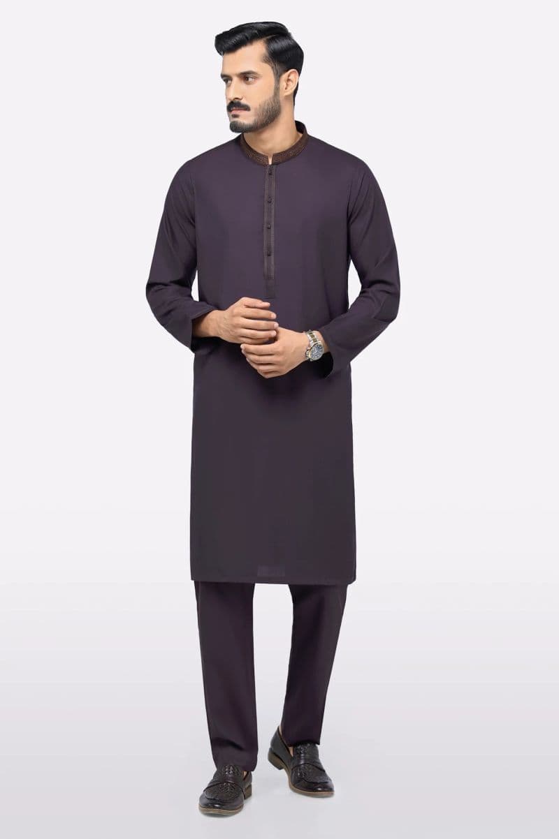 Dark Purple Wash & Wear Kurta Pajama thumbnail