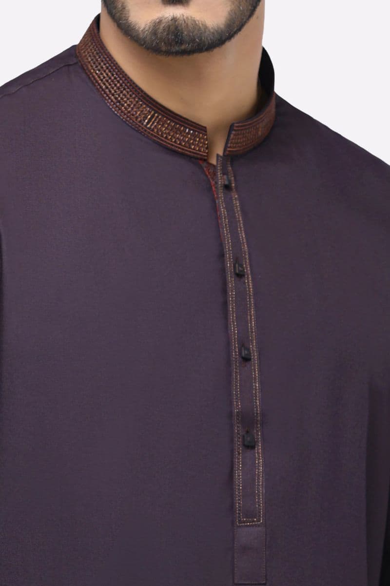 Dark Purple Wash & Wear Kurta Pajama thumbnail