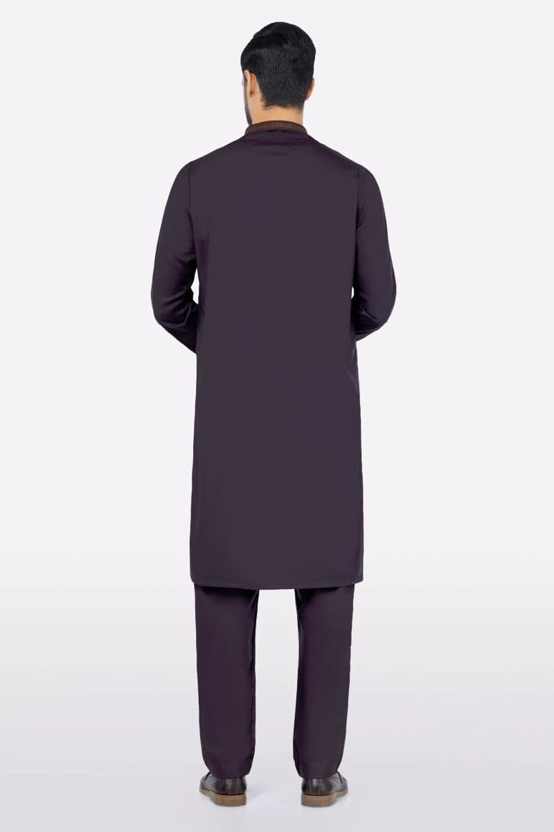 Dark Purple Wash & Wear Kurta Pajama thumbnail