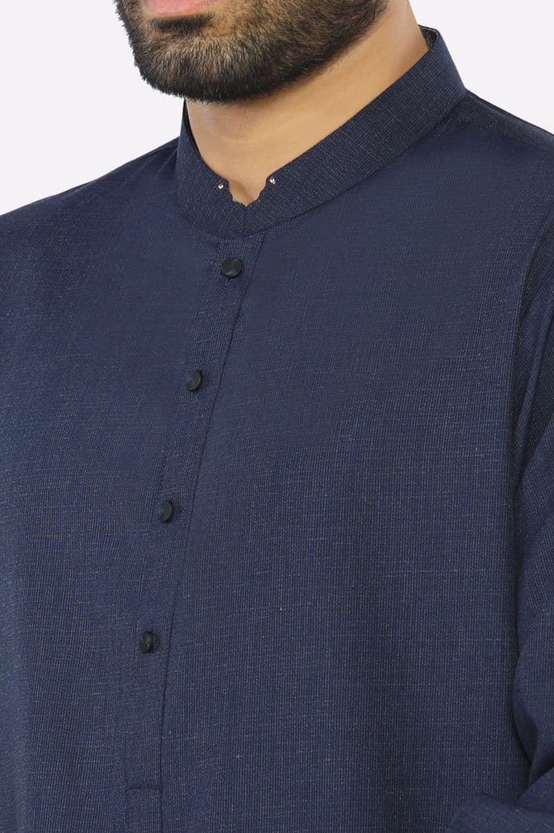 Dark Blue Wash & Wear Kurta Pajama