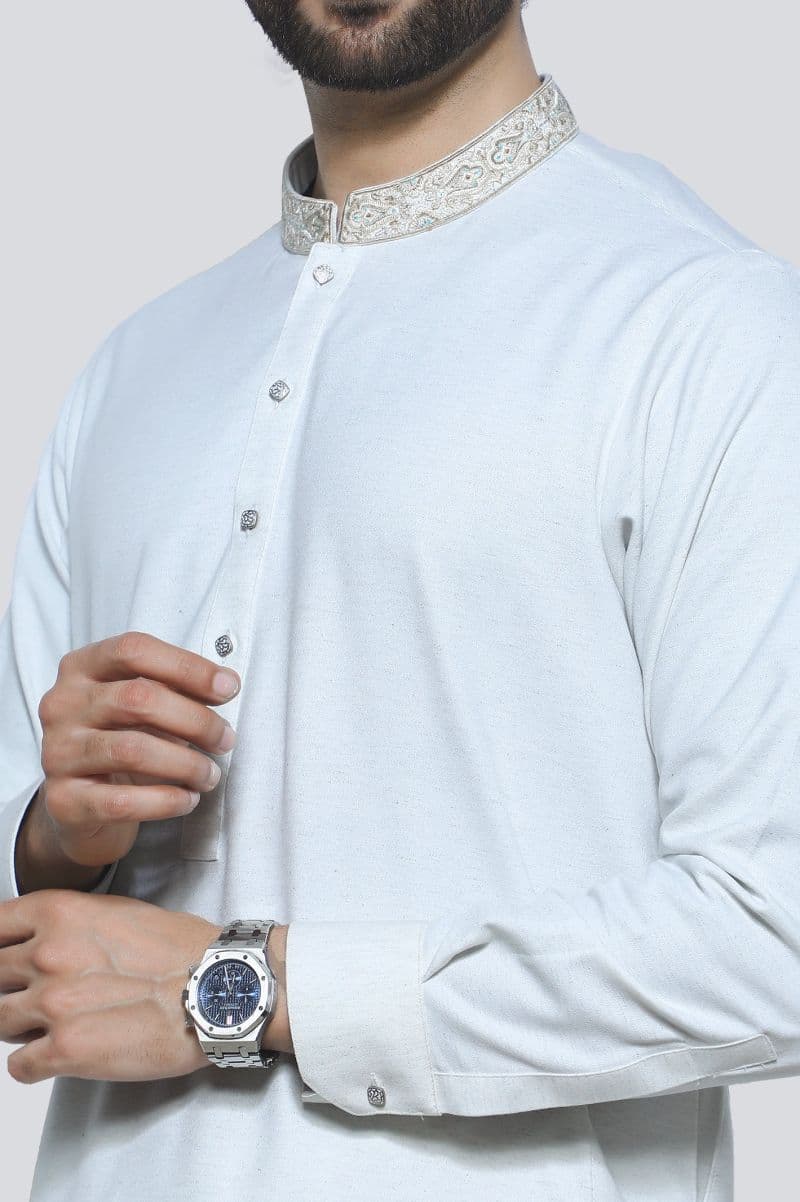 Off White Wash & Wear Shalwar Kameez thumbnail