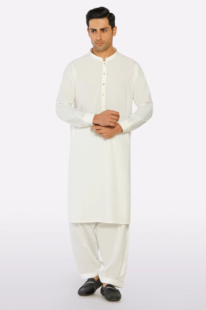 Off White Wash & Wear Shalwar Kameez thumbnail
