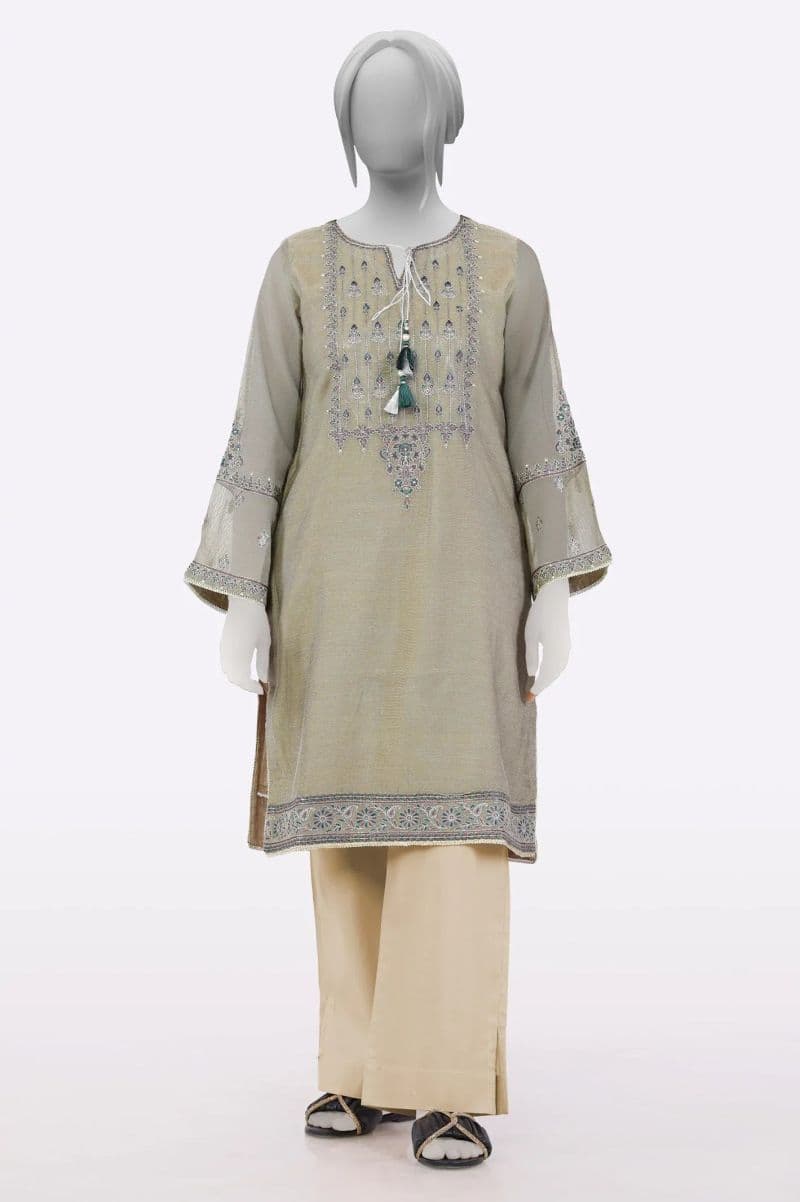 Brown Embroidered Ready To Wear Kurti thumbnail