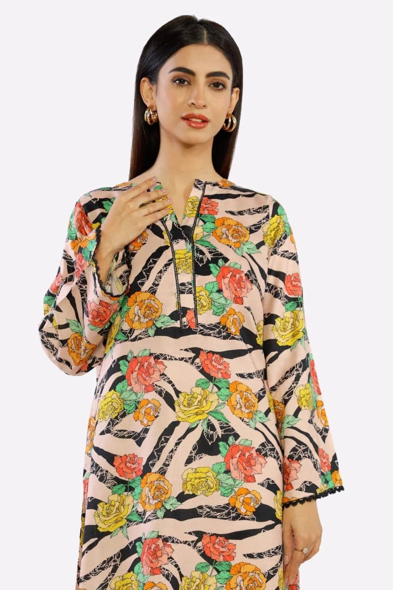 Peach Ready To Wear Printed Kurti