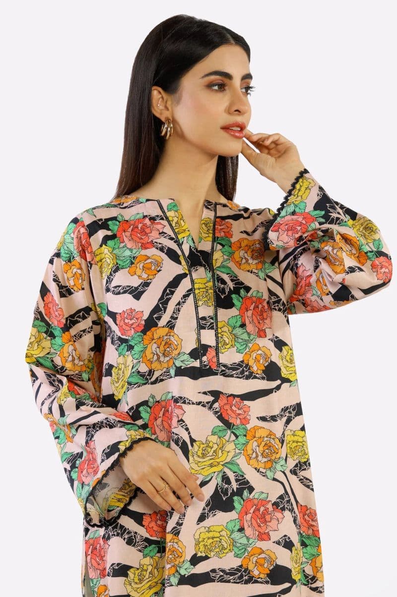 Peach Ready To Wear Printed Kurti
