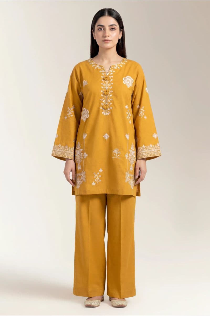 Embroidered Khaddar-Mustard 2PC thumbnail