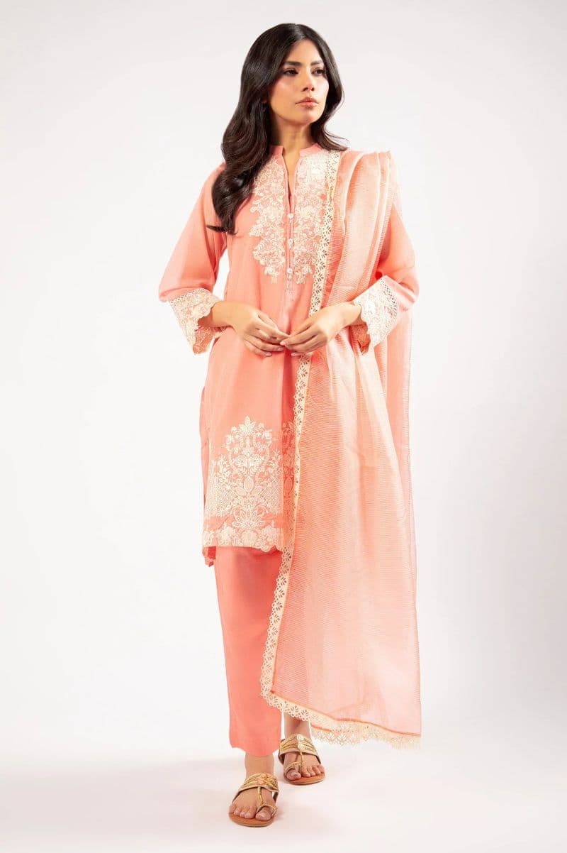 Embroidered Karandi-Pink 3PC thumbnail