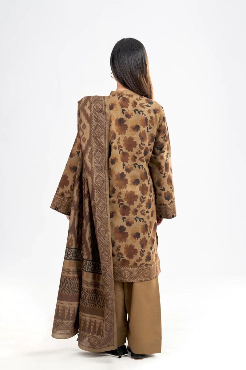 Printed Khaddar-Mustard Unstitched 3PC thumbnail