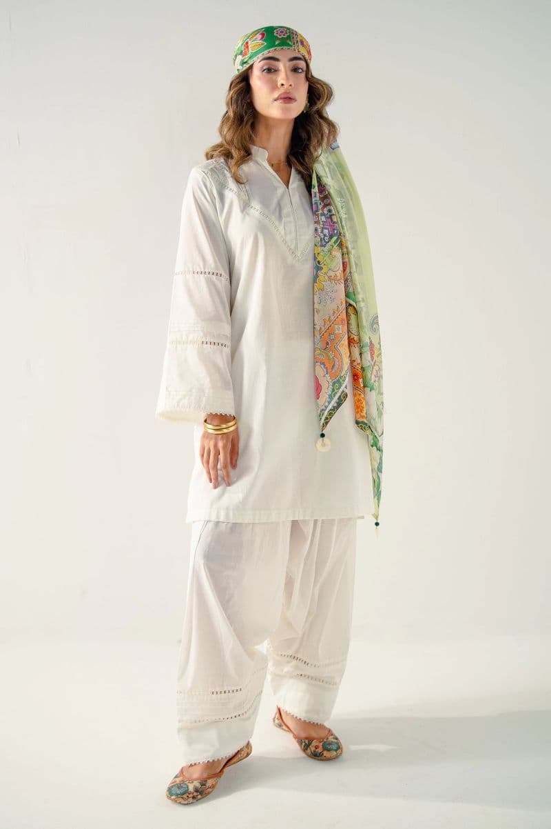 Poly Silk Printed Stole-Green thumbnail