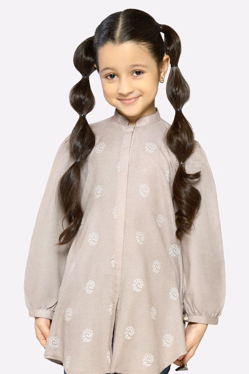 Fawn Printed Girls Kurti thumbnail