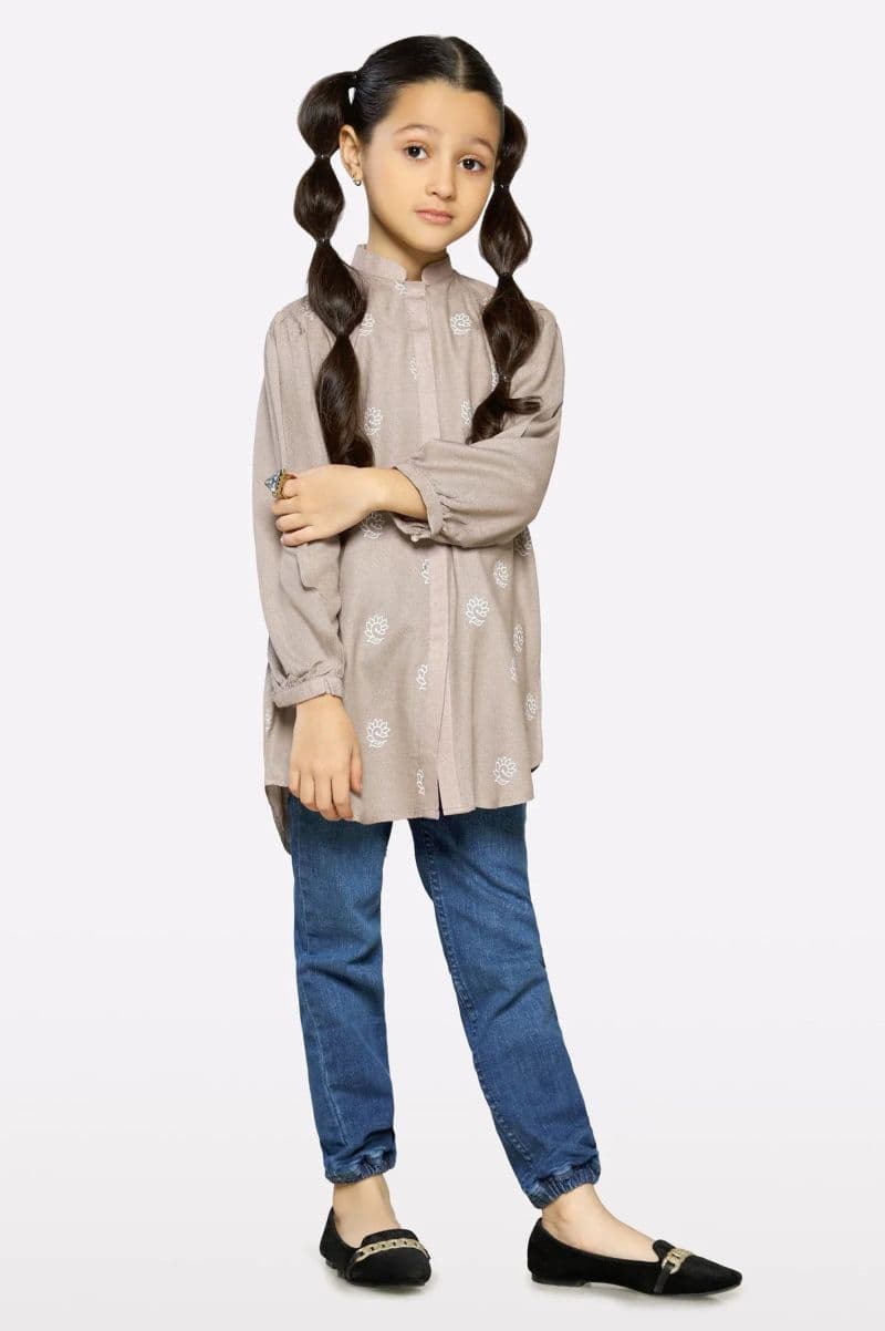 Fawn Printed Girls Kurti thumbnail
