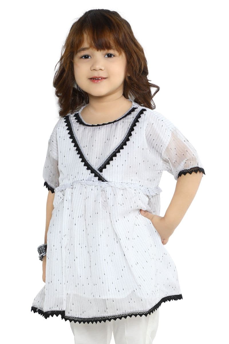 Girls Kurti SKU: KGKK-0419-WHITE