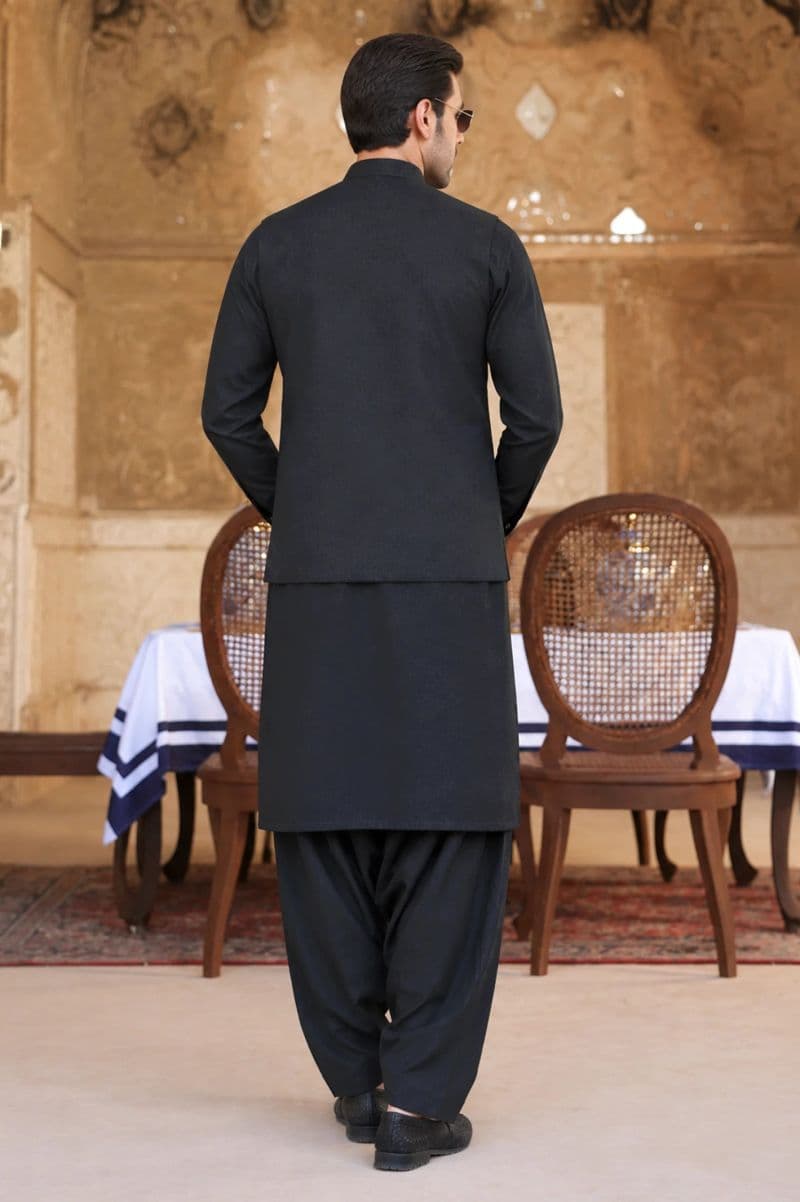 Dark Grey Shalwar Kameez with Waistcoat thumbnail
