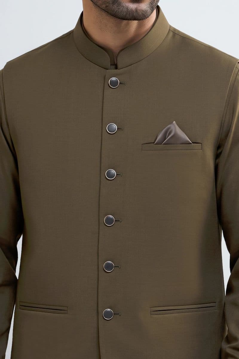 Medium Brown Shalwar Kameez with Waistcoat