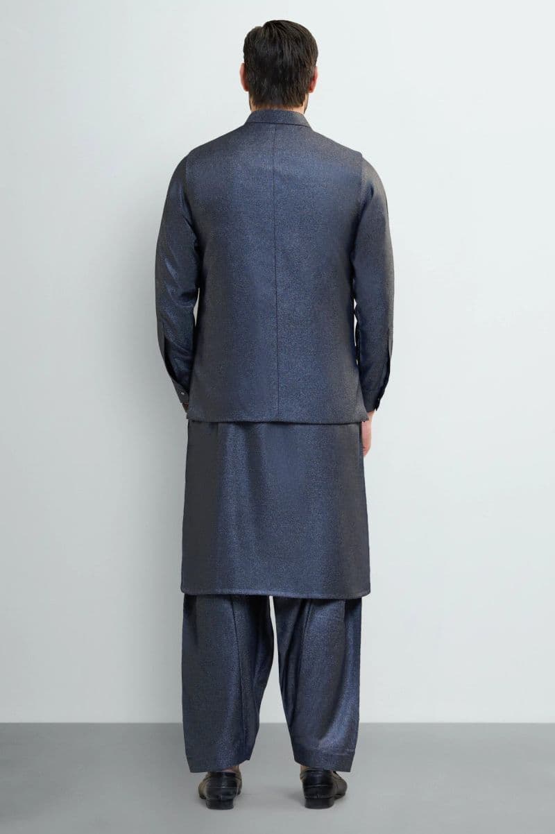 Blue Shalwar Kameez with Waistcoat thumbnail