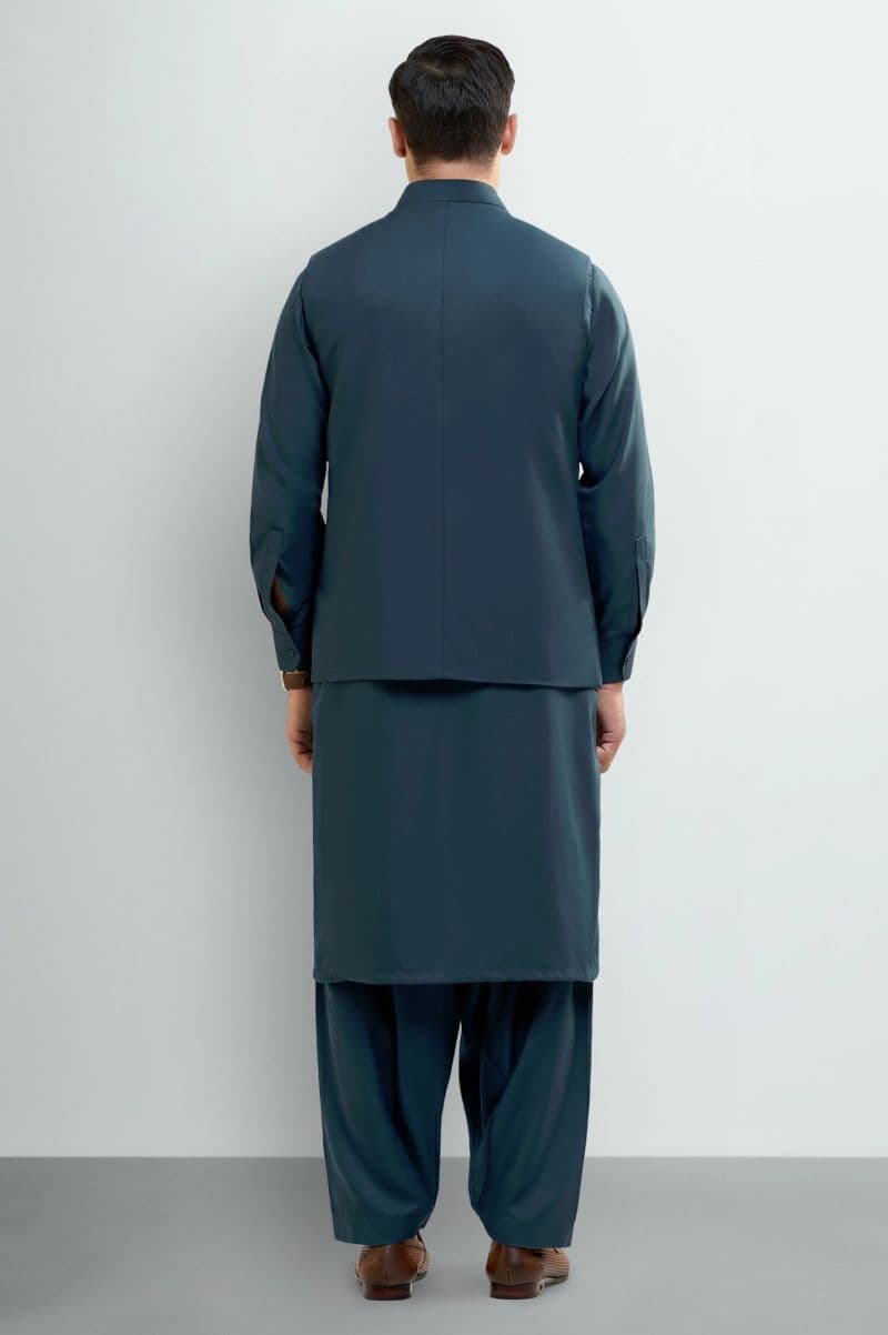 Blue Shalwar Kameez with Waistcoat thumbnail
