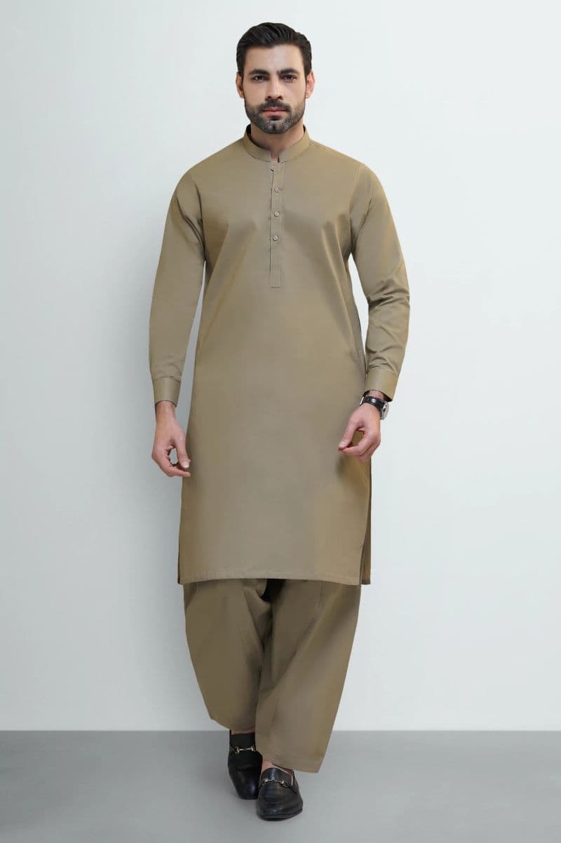 Khaki Cotton Shalwar Kameez thumbnail