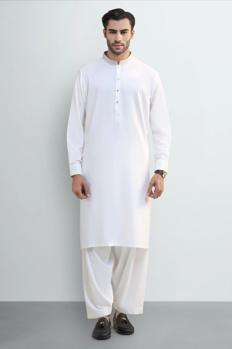 Off White Wash & Wear Shalwar Kameez thumbnail