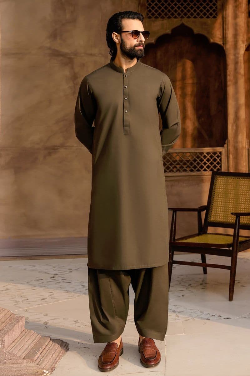 Dark Green Cotton Shalwar Kameez thumbnail