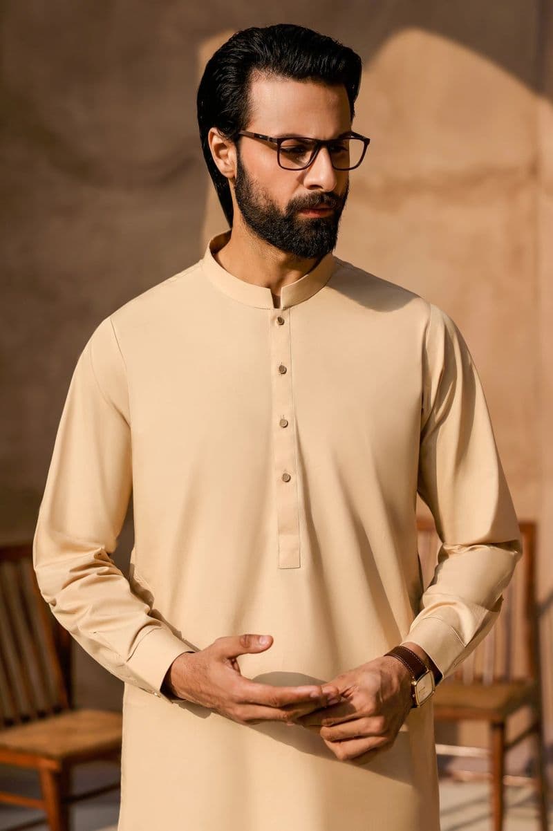 Fawn Cotton Shalwar Kameez thumbnail