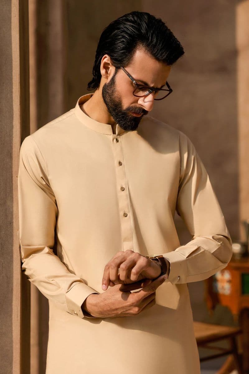 Fawn Cotton Shalwar Kameez thumbnail