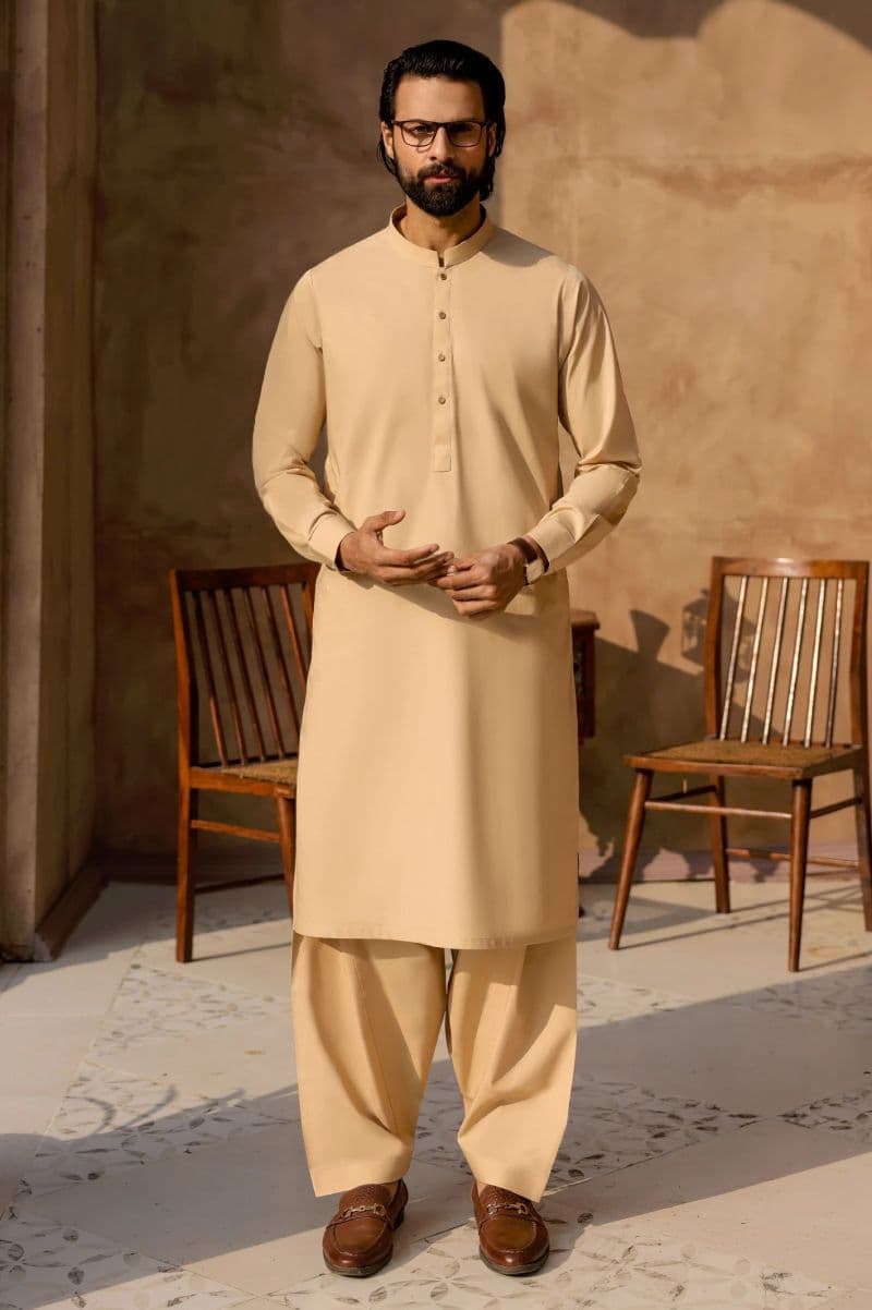 Fawn Cotton Shalwar Kameez thumbnail