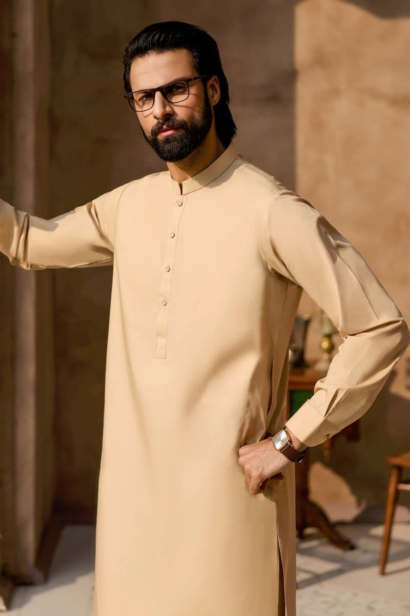 Fawn Cotton Shalwar Kameez thumbnail