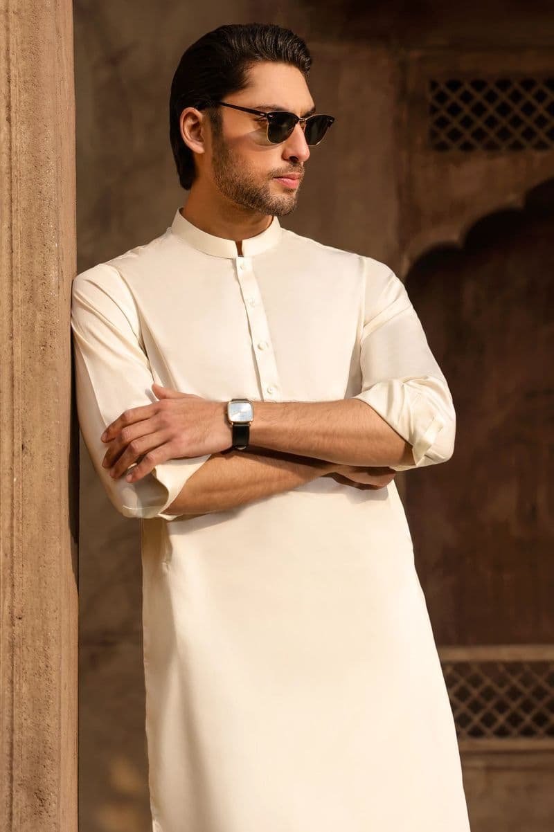 Cream Cotton Shalwar Kameez thumbnail