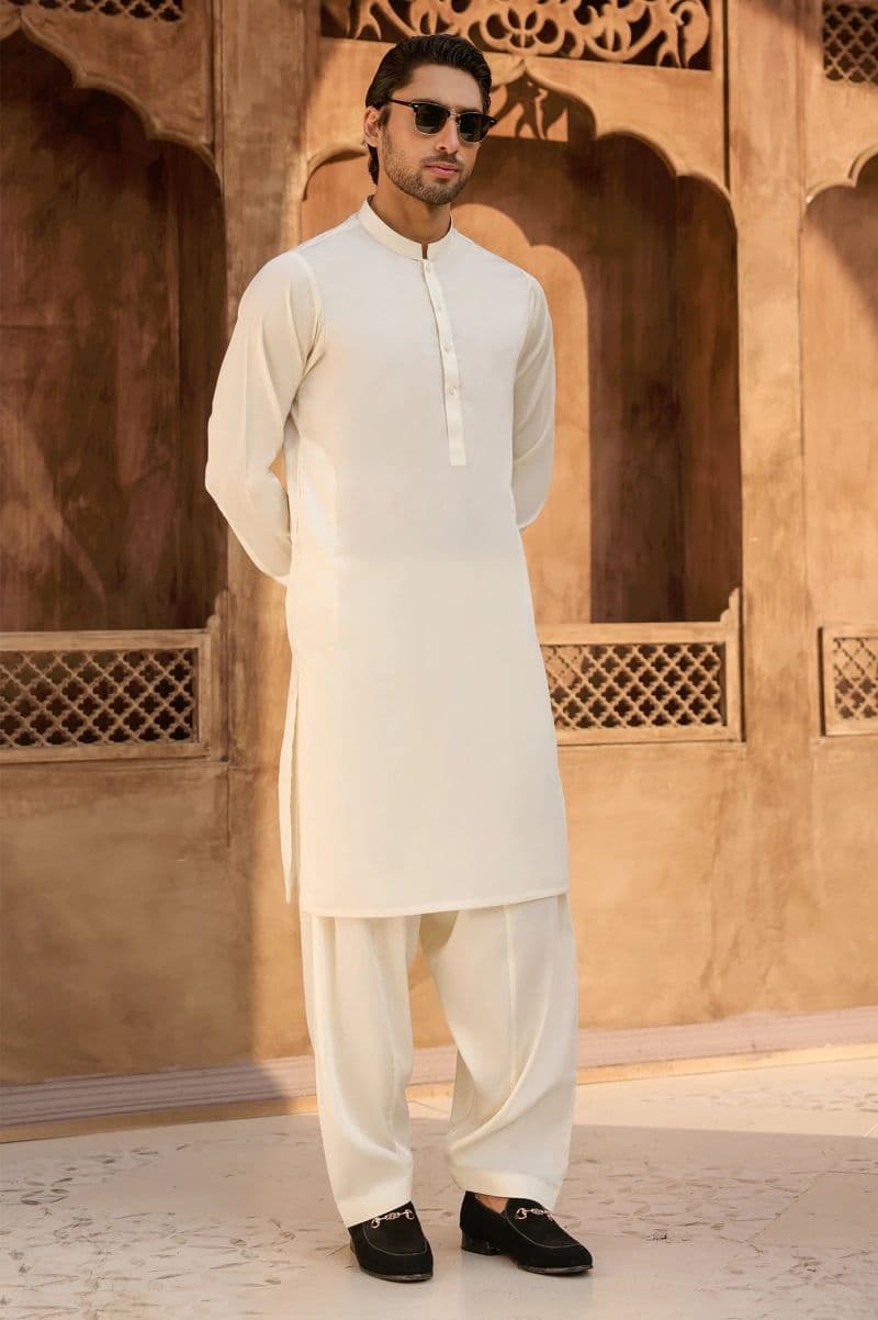 Cream Cotton Shalwar Kameez thumbnail