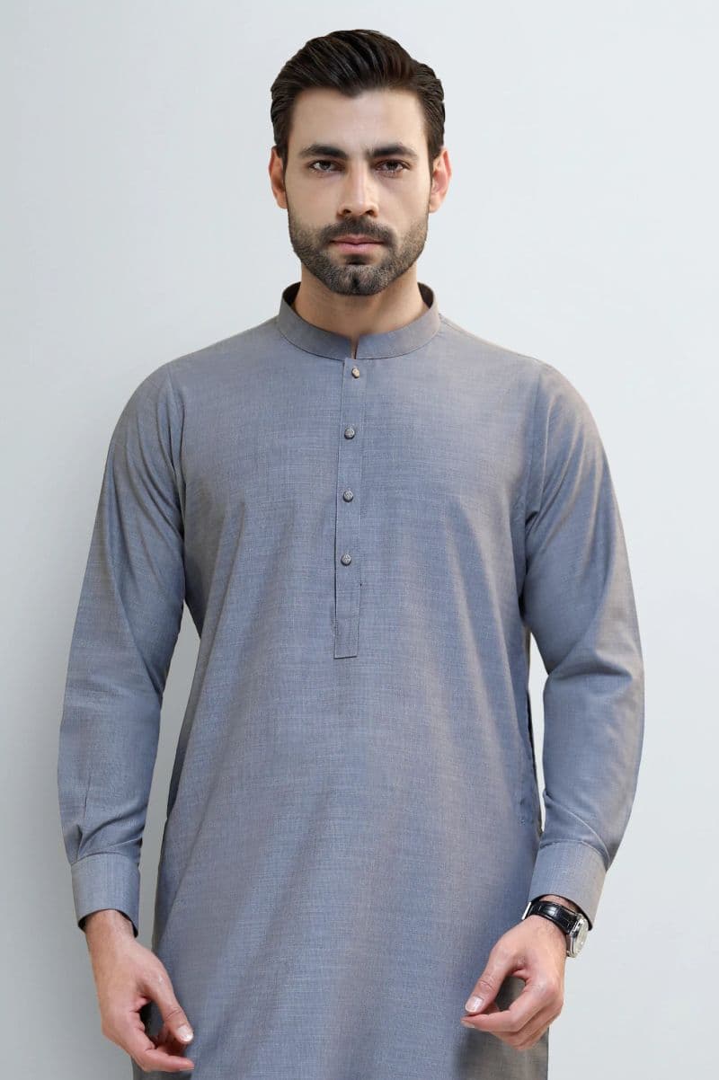 Light Grey Wash & Wear Shalwar Kameez thumbnail