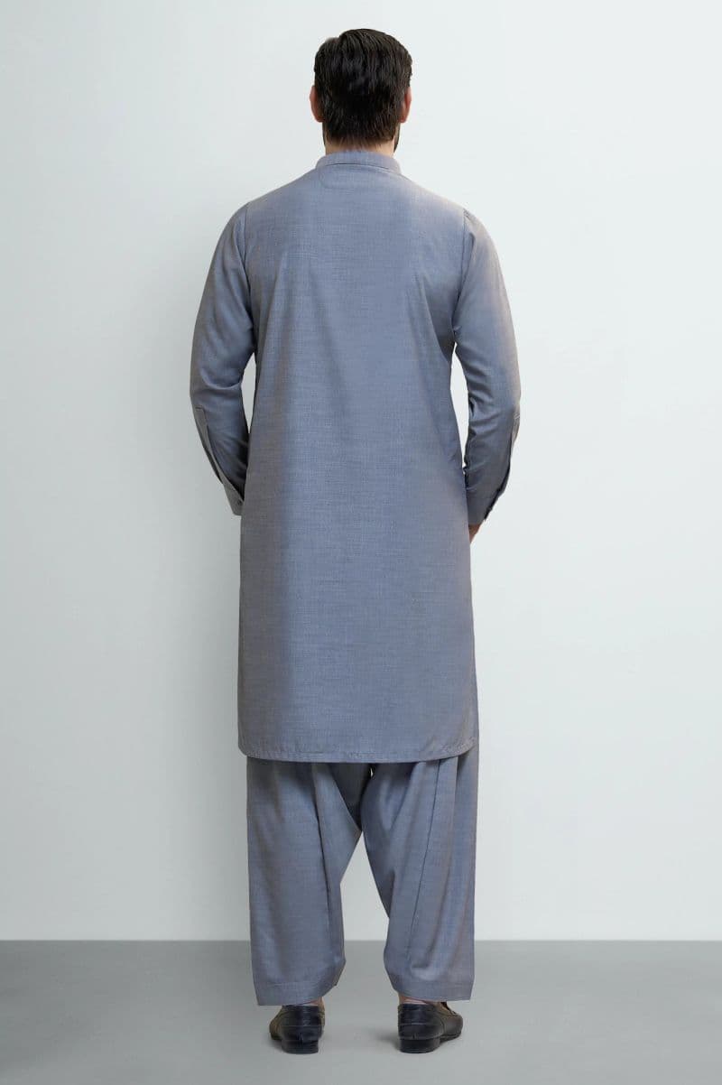 Light Grey Wash & Wear Shalwar Kameez thumbnail