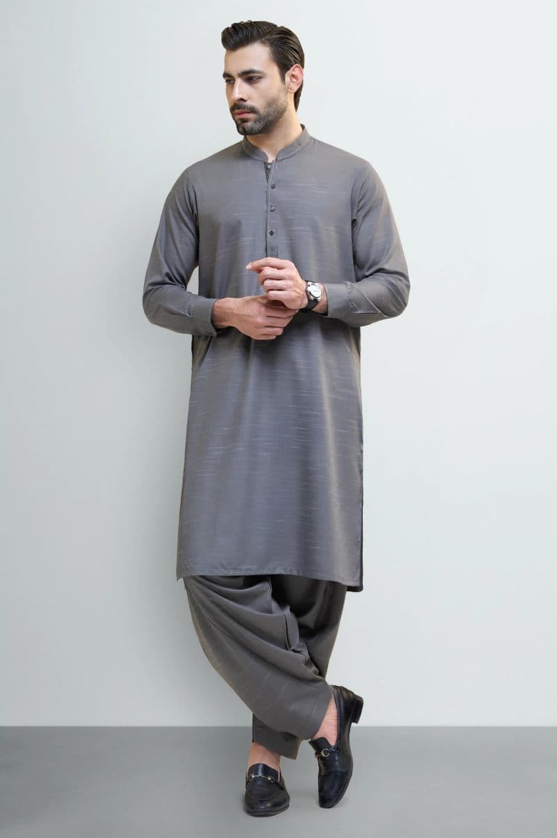 Dark Brown Wash & Wear Shalwar Kameez