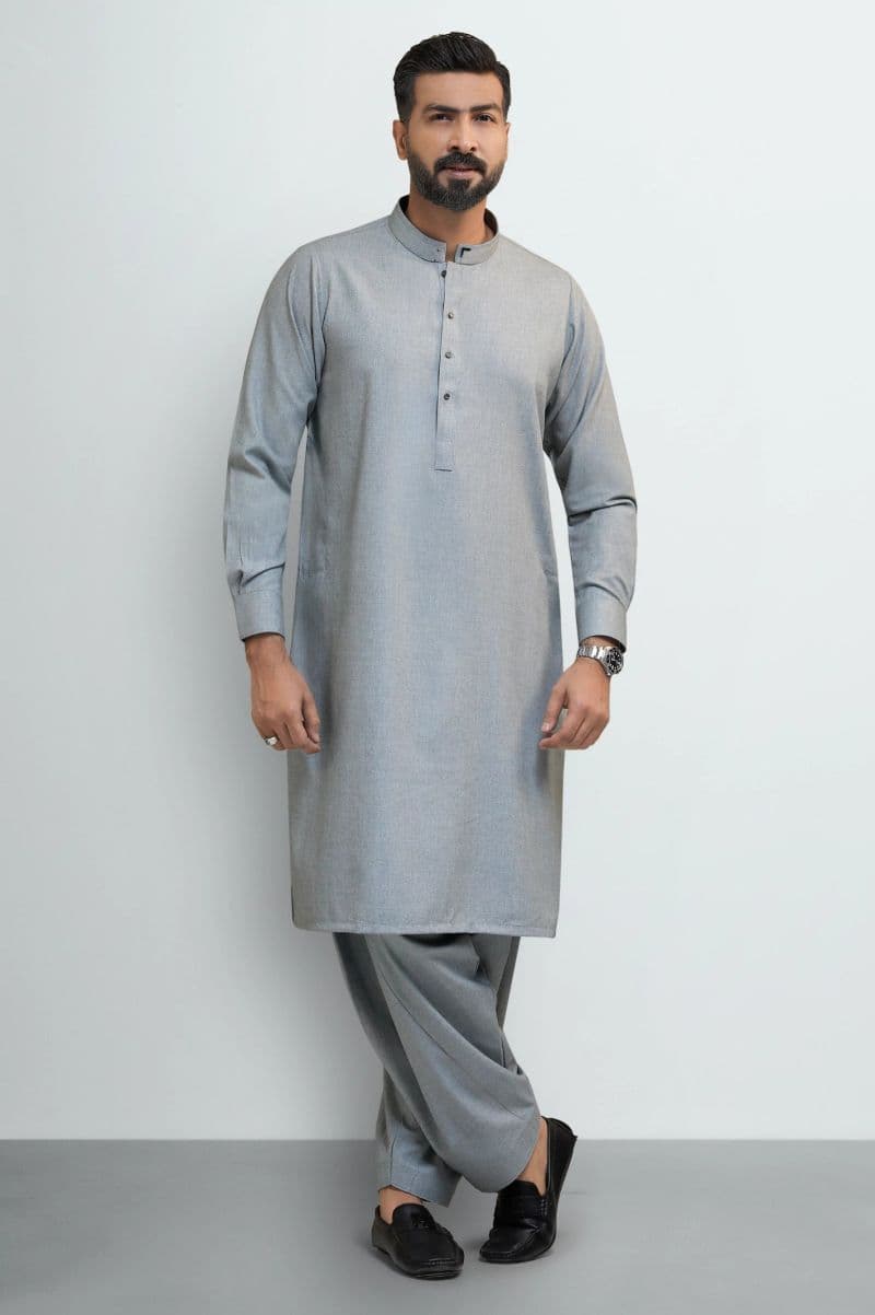 Grey Wash & Wear Shalwar Kameez thumbnail