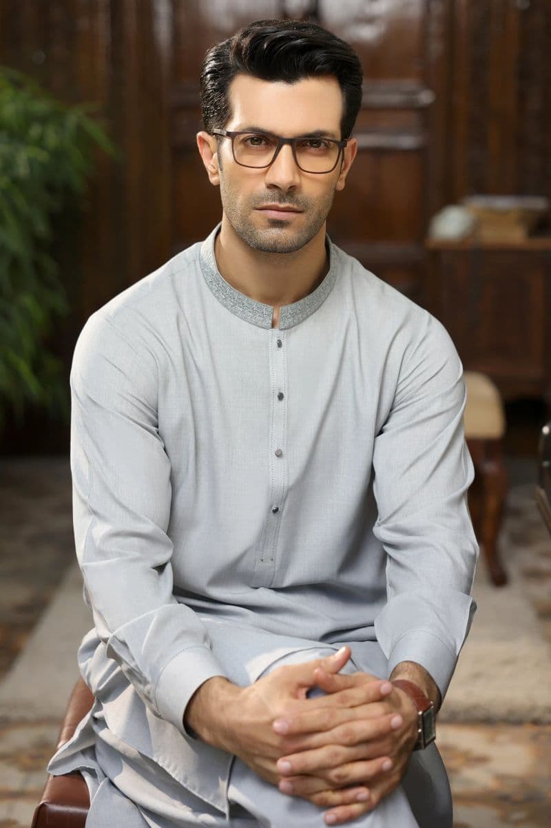 Light Grey Wash & Wear Shalwar Kameez thumbnail