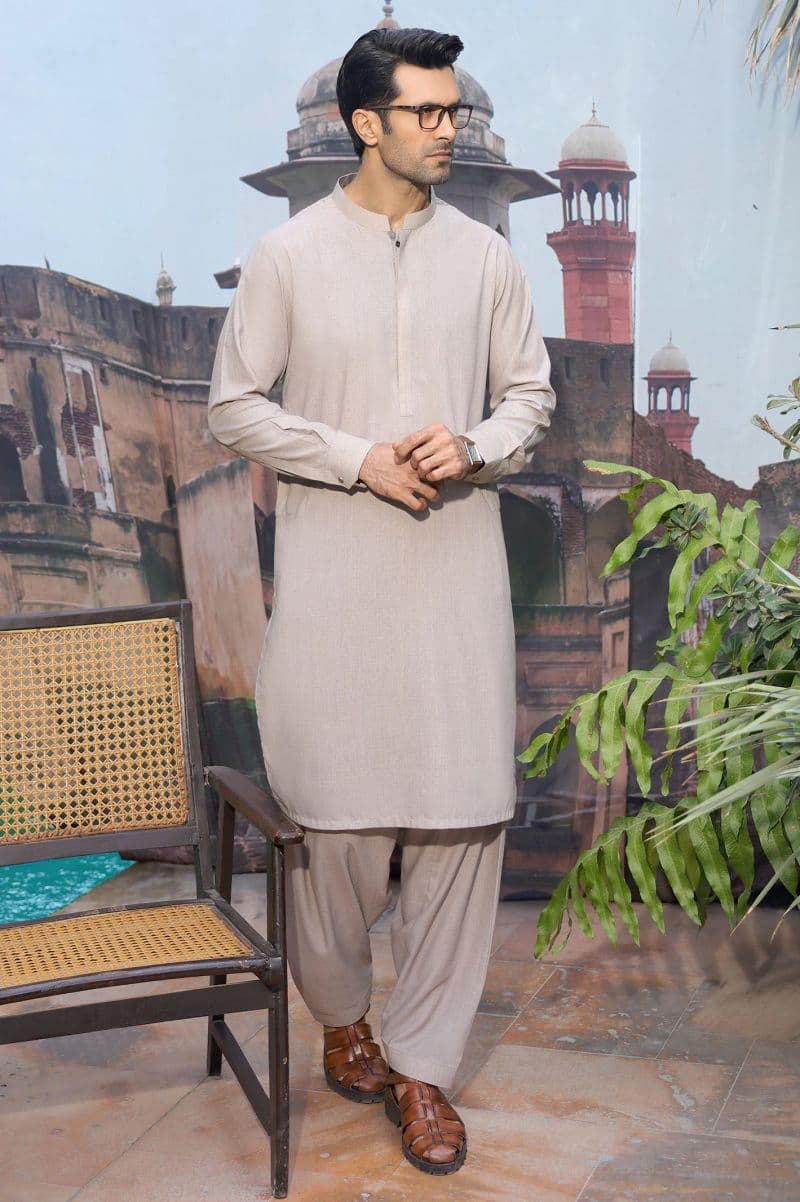 Beige Wash & Wear Shalwar Kameez thumbnail