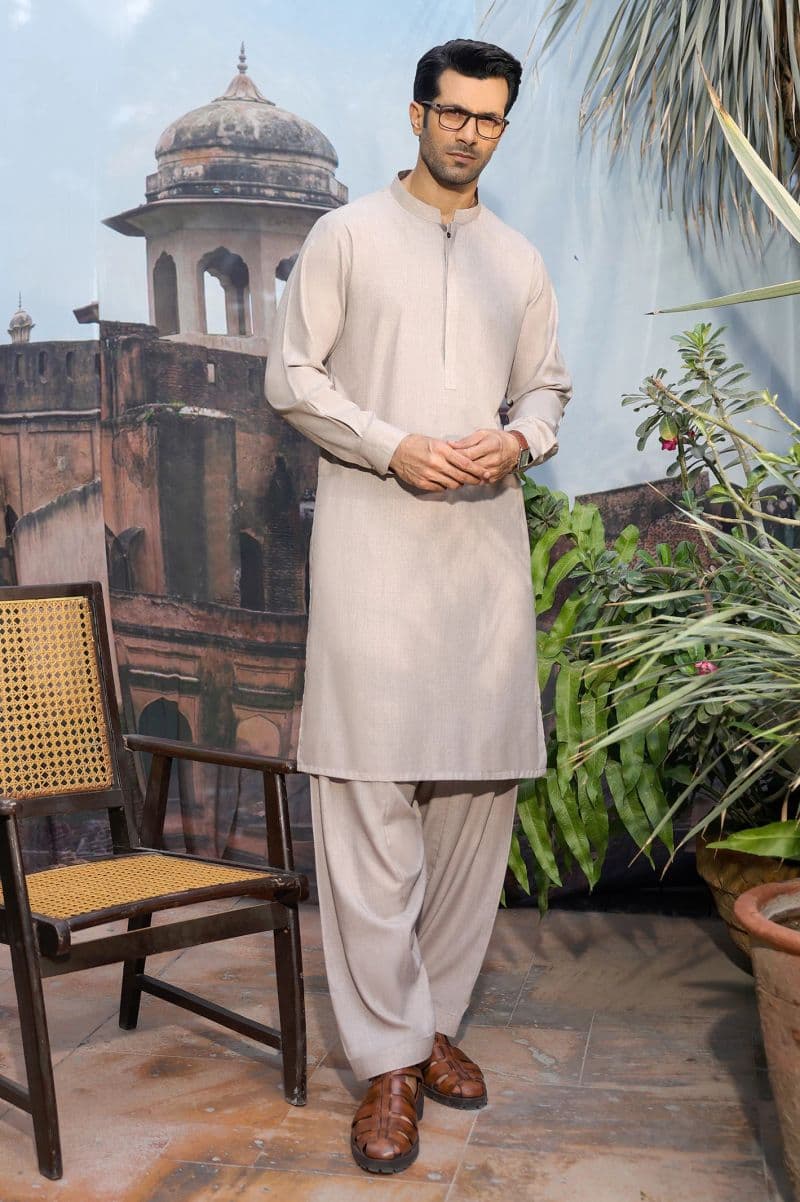 Beige Wash & Wear Shalwar Kameez thumbnail
